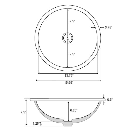 American Imaginations 14.30" W, Undermount Sink AI-364